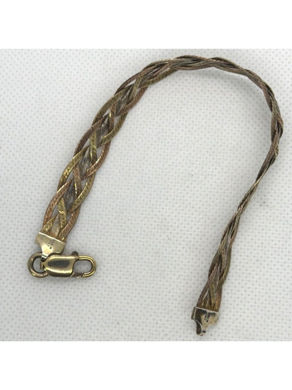 VTG Milor Italy 925 Sterling Silver Tri Color Braided Herringbone Bracelet 7" - Picture 11 of 14